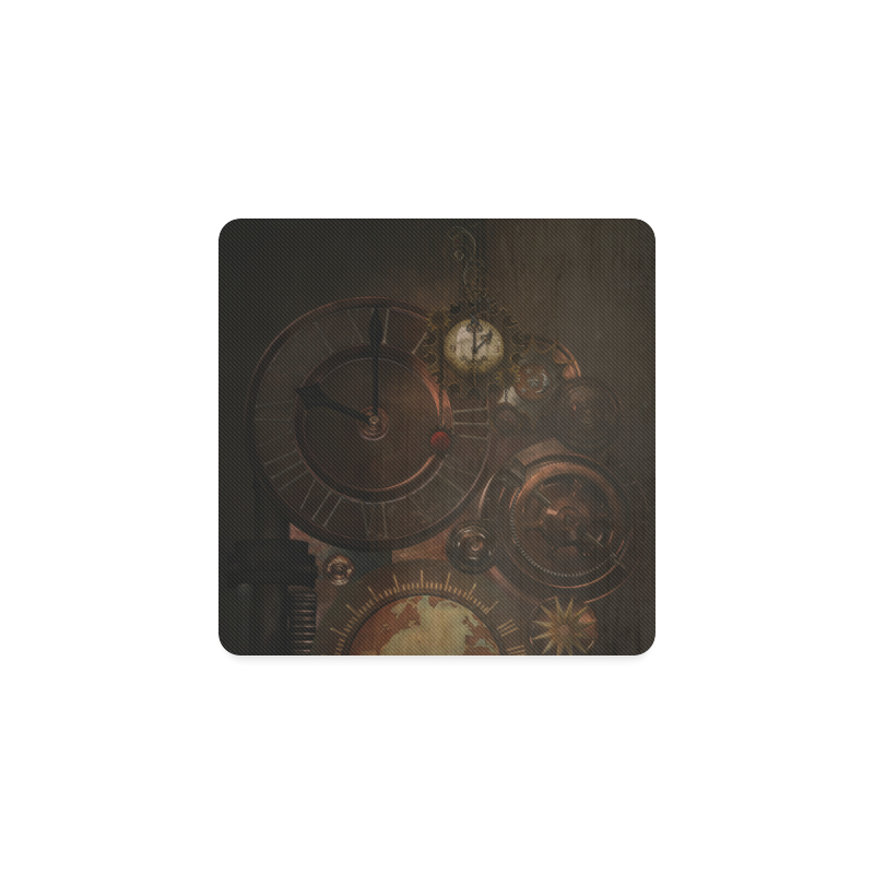 Vintage gothic brown steampunk clocks and gears Square Coaster