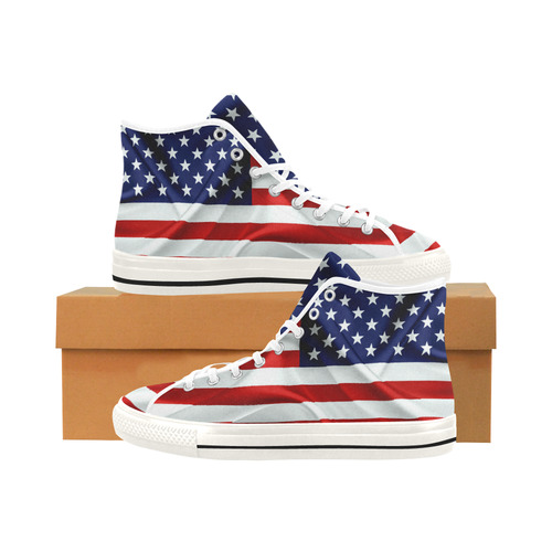 America Flag Banner Patriot Stars Stripes Freedom Vancouver H Men's Canvas Shoes/Large (1013-1)