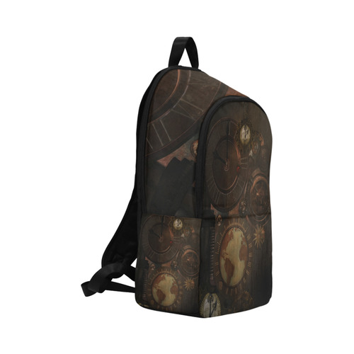 Vintage gothic brown steampunk clocks and gears Fabric Backpack for Adult (Model 1659)