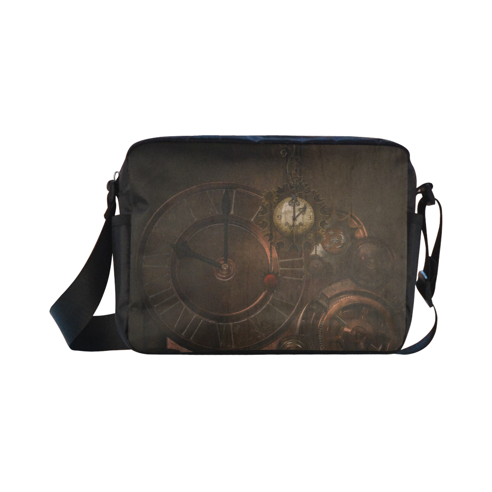 Vintage gothic brown steampunk clocks and gears Classic Cross-body Nylon Bags (Model 1632)