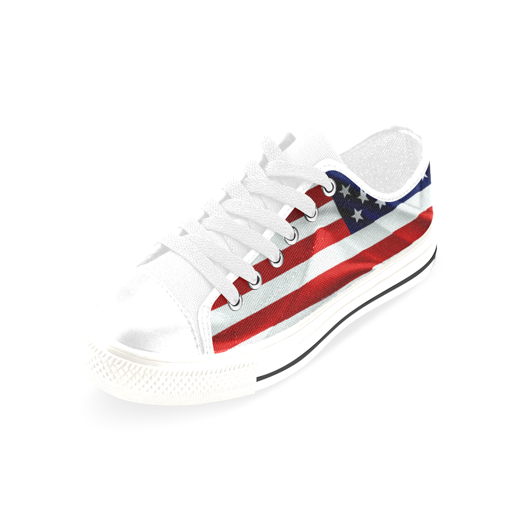 America Flag Banner Patriot Stars Stripes Freedom Men's Classic Canvas Shoes/Large Size (Model 018)
