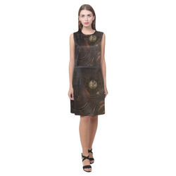 Vintage gothic brown steampunk clocks and gears Eos Women's Sleeveless Dress (Model D01)