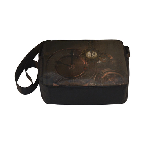 Vintage gothic brown steampunk clocks and gears Classic Cross-body Nylon Bags (Model 1632)