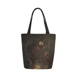Vintage gothic brown steampunk clocks and gears Canvas Tote Bag (Model 1657)