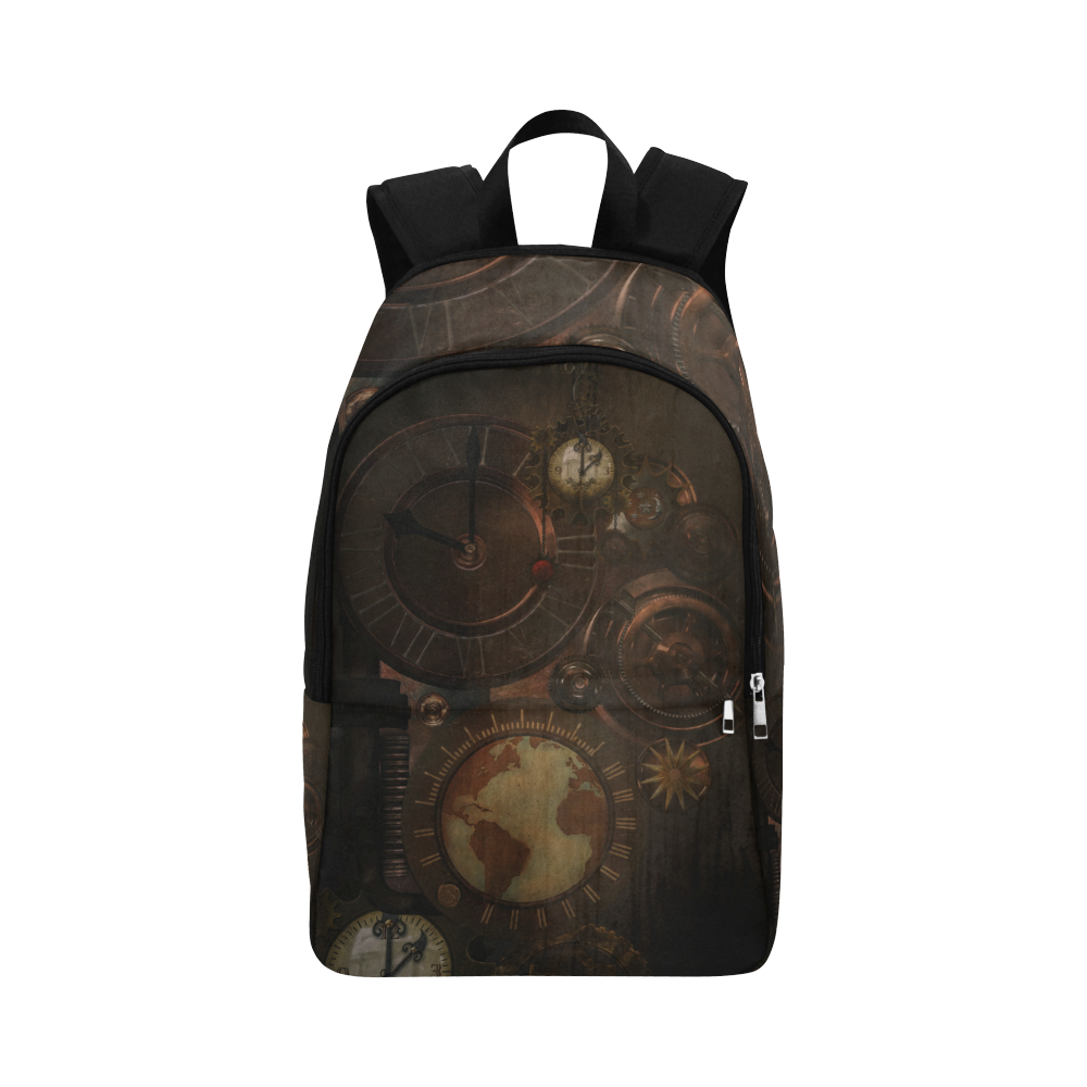 Vintage gothic brown steampunk clocks and gears Fabric Backpack for Adult (Model 1659)