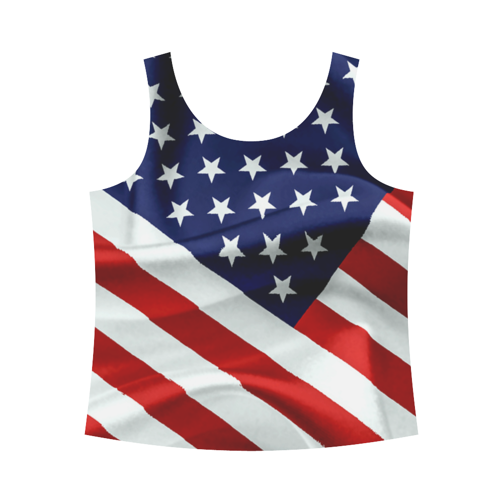 America Flag Banner Patriot Stars Stripes Freedom All Over Print Tank Top for Women (Model T43)