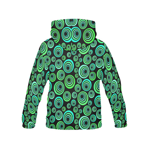 Crazy Fun Neon Blue & Green retro pattern All Over Print Hoodie for Men (USA Size) (Model H13)