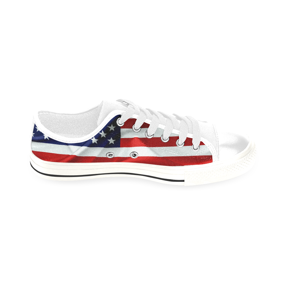 America Flag Banner Patriot Stars Stripes Freedom Men's Classic Canvas Shoes/Large Size (Model 018)