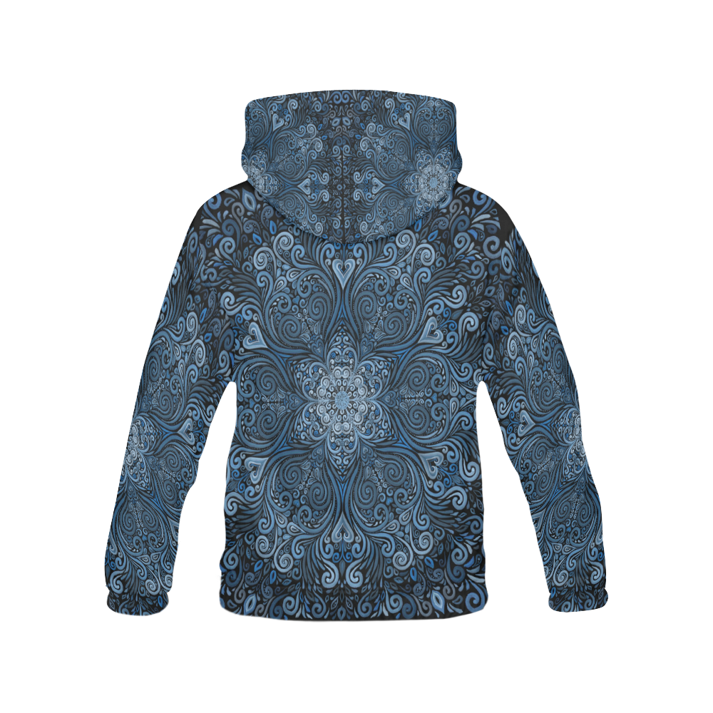 Blue Mandala Ornate Pattern 3D effect All Over Print Hoodie for Men (USA Size) (Model H13)