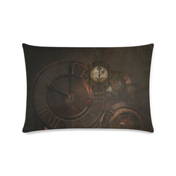 Vintage gothic brown steampunk clocks and gears Custom Rectangle Pillow Case 16"x24" (one side)