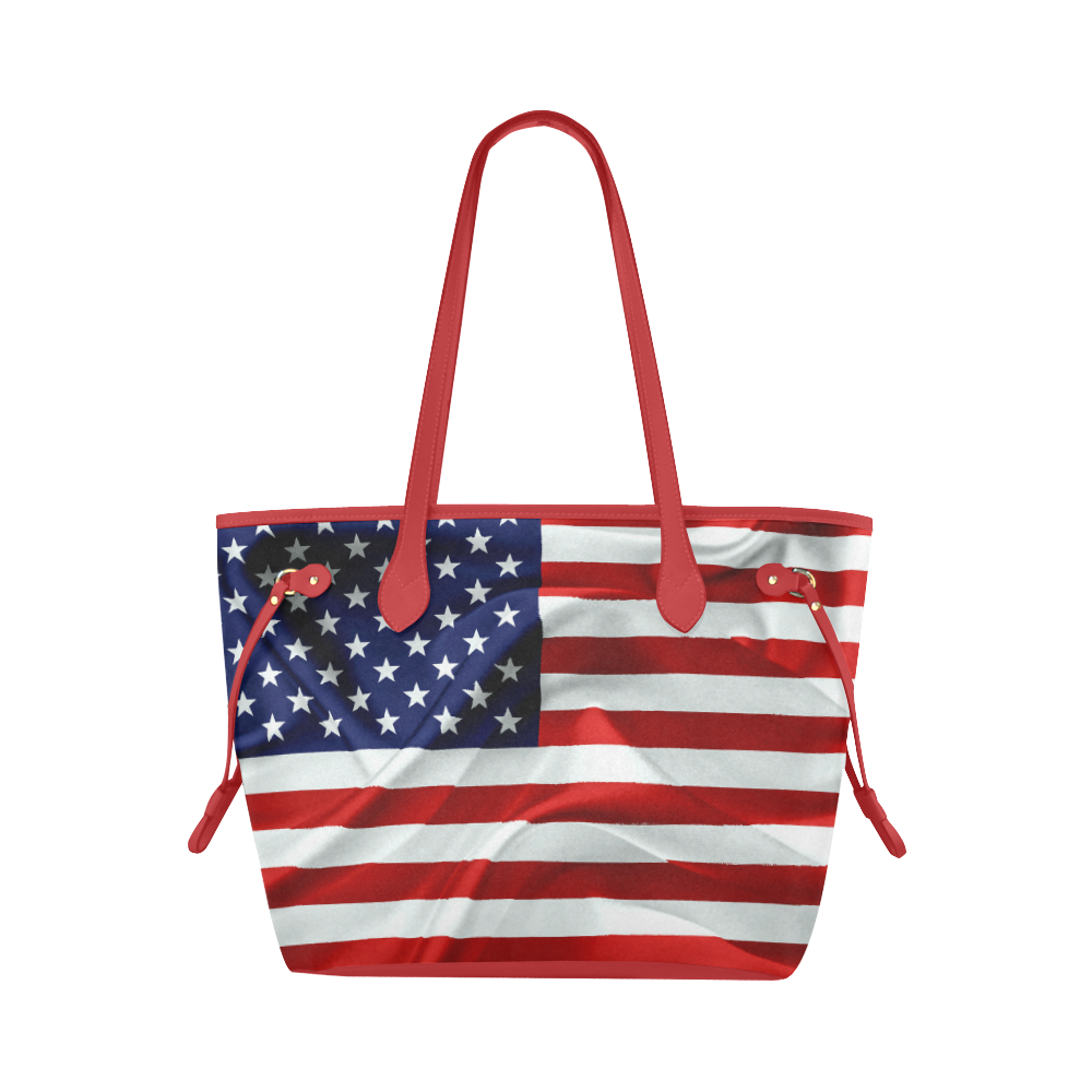 America Flag Banner Patriot Stars Stripes Freedom Clover Canvas Tote Bag (Model 1661)