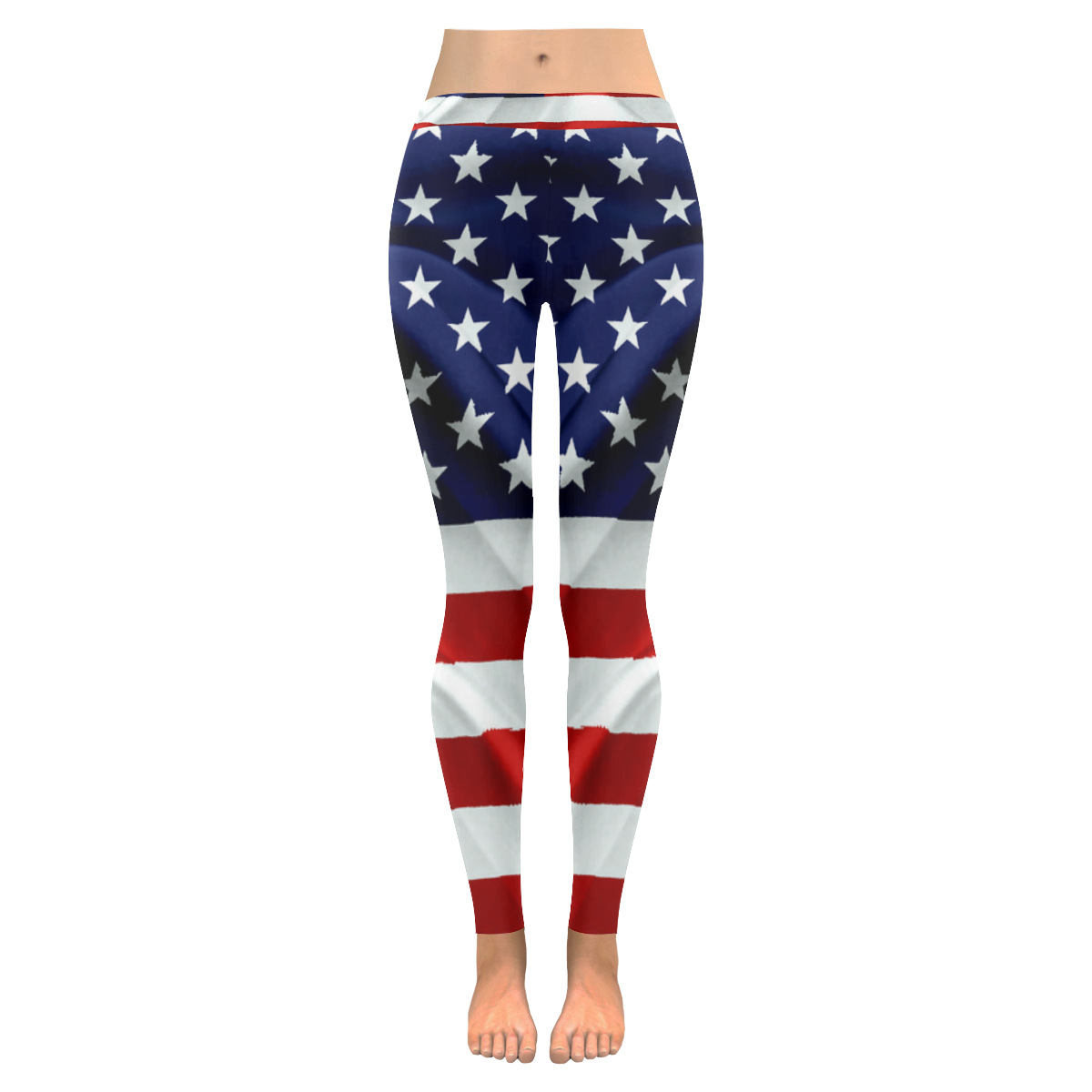 America Flag Banner Patriot Stars Stripes Freedom Women's Low Rise Leggings (Invisible Stitch) (Model L05)