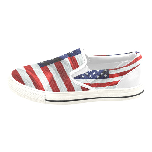 America Flag Banner Patriot Stars Stripes Freedom Slip-on Canvas Shoes for Kid (Model 019)