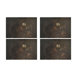 Vintage gothic brown steampunk clocks and gears Placemat 12’’ x 18’’ (Four Pieces)