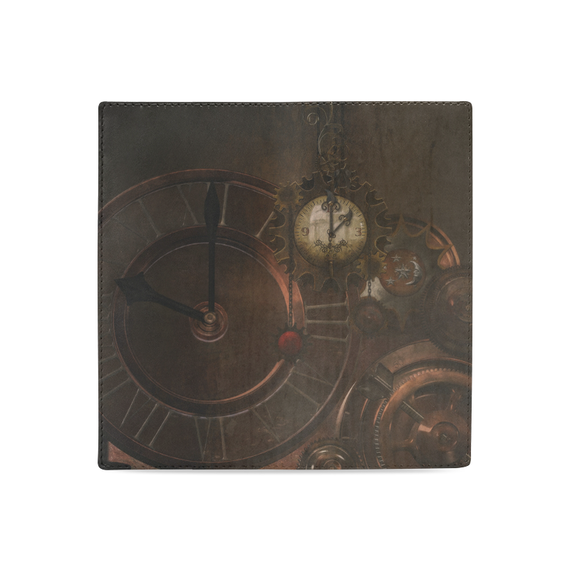 Vintage gothic brown steampunk clocks and gears Women's Leather Wallet (Model 1611)