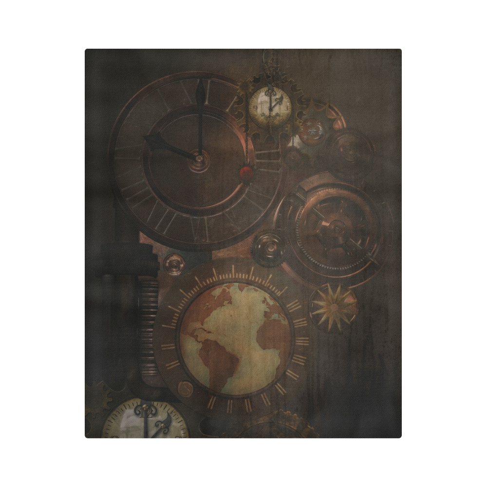 Vintage gothic brown steampunk clocks and gears Duvet Cover 86"x70" ( All-over-print)