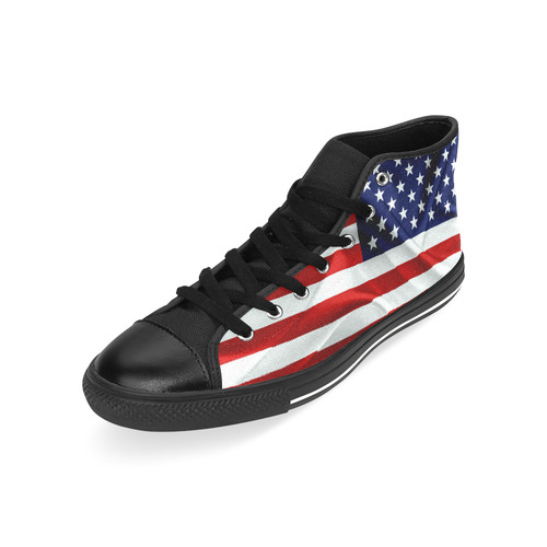 America Flag Banner Patriot Stars Stripes Freedom Men’s Classic High Top Canvas Shoes /Large Size (Model 017)