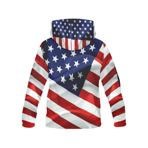 America Flag Banner Patriot Stars Stripes Freedom All Over Print Hoodie for Women (USA Size) (Model H13)