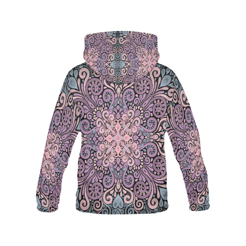 Pink, purple blue, Boho Watercolor Ornate All Over Print Hoodie for Men (USA Size) (Model H13)
