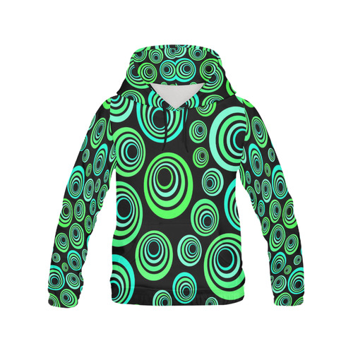 Crazy Fun Neon Blue & Green retro pattern All Over Print Hoodie for Men (USA Size) (Model H13)