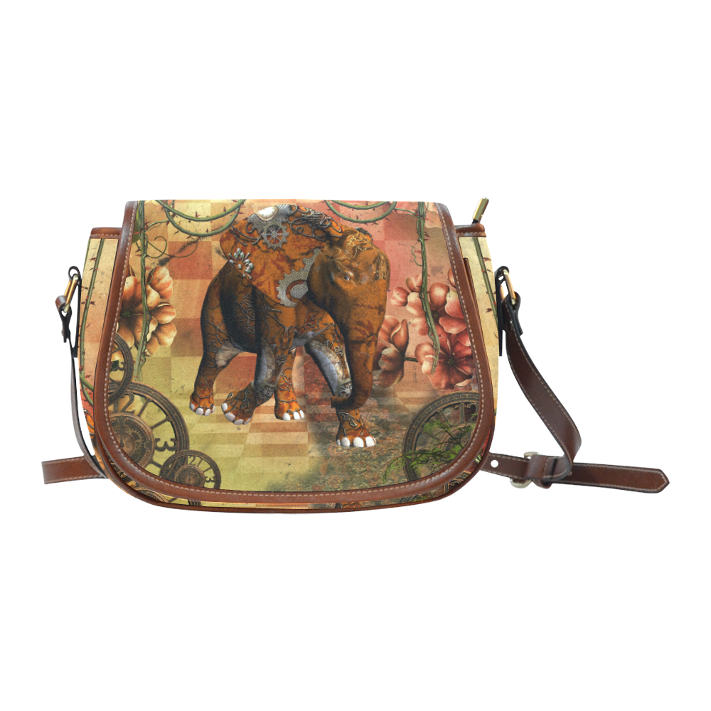 Steampunk, awesome steampunk elephant Saddle Bag/Large (Model 1649)