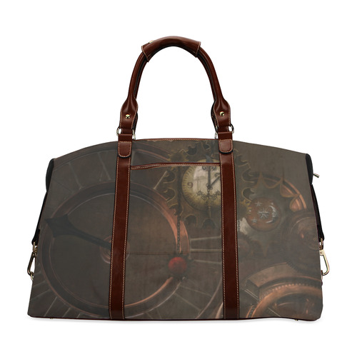 Vintage gothic brown steampunk clocks and gears Classic Travel Bag (Model 1643) Remake