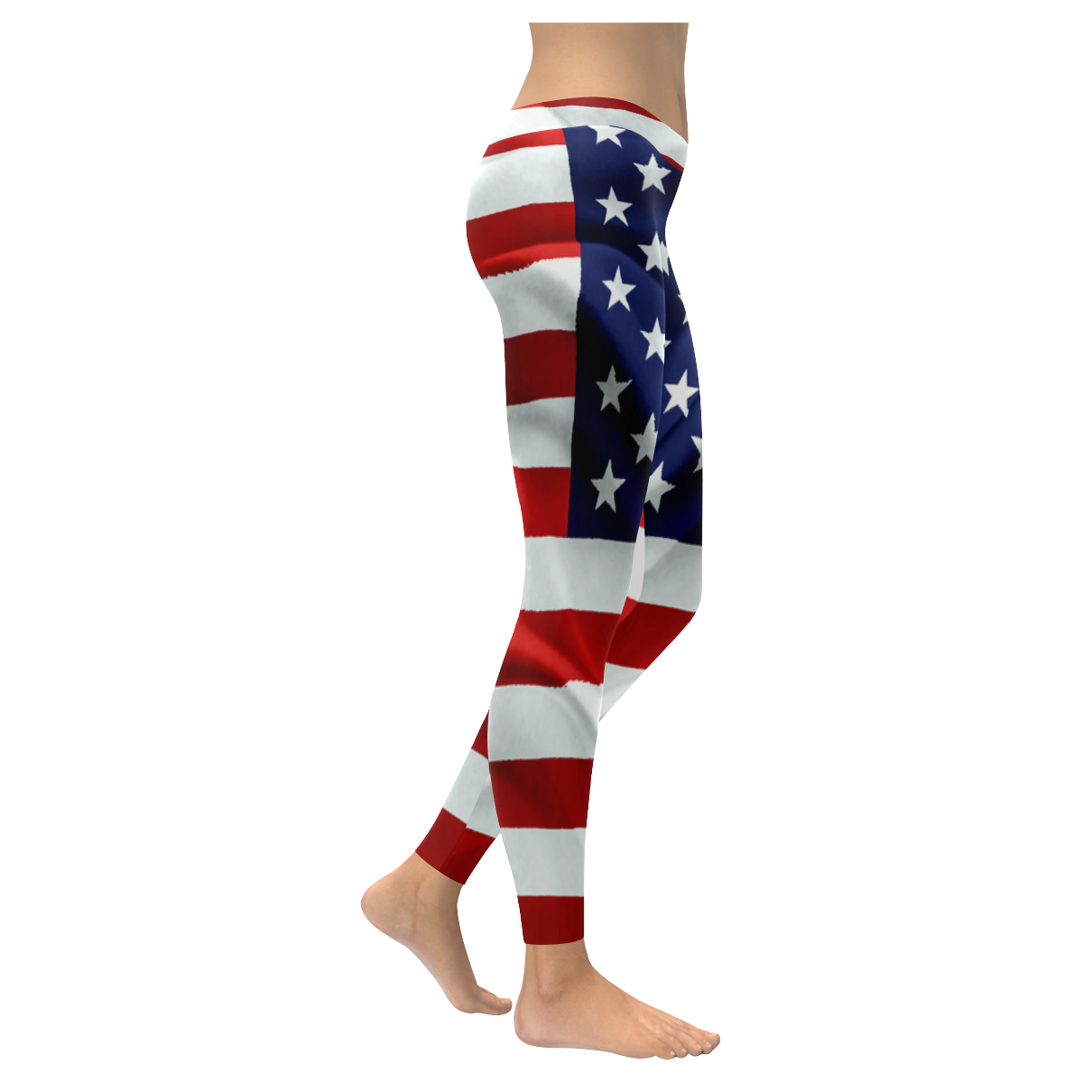 America Flag Banner Patriot Stars Stripes Freedom Women's Low Rise Leggings (Invisible Stitch) (Model L05)