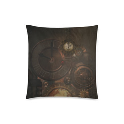 Vintage gothic brown steampunk clocks and gears Custom Zippered Pillow Case 18"x18" (one side)