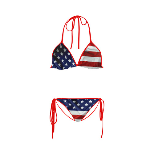 America Flag Banner Patriot Stars Stripes Freedom Custom Bikini Swimsuit