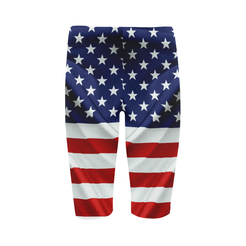 America Flag Banner Patriot Stars Stripes Freedom Hestia Cropped Leggings (Model L03)