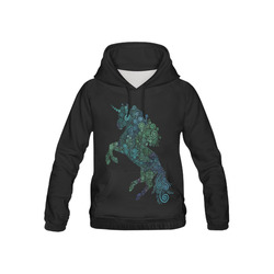 3D Psychedelic Unicorn blue and green All Over Print Hoodie for Kid (USA Size) (Model H13)