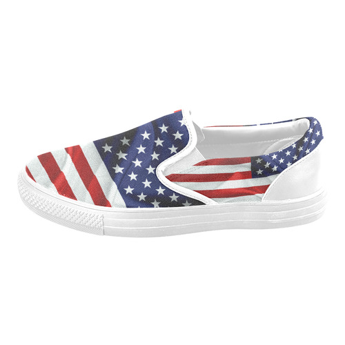 America Flag Banner Patriot Stars Stripes Freedom Men's Unusual Slip-on Canvas Shoes (Model 019)