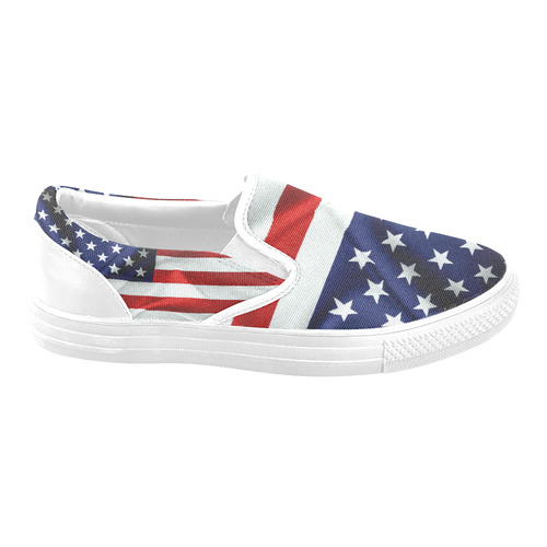 America Flag Banner Patriot Stars Stripes Freedom Slip-on Canvas Shoes for Men/Large Size (Model 019)