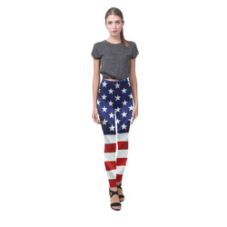 America Flag Banner Patriot Stars Stripes Freedom Cassandra Women's Leggings (Model L01)