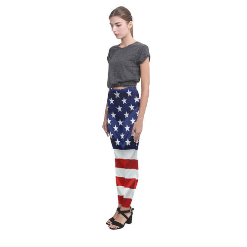 America Flag Banner Patriot Stars Stripes Freedom Cassandra Women's Leggings (Model L01)