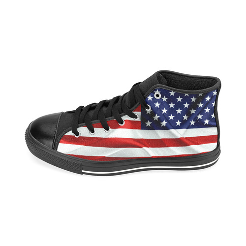 America Flag Banner Patriot Stars Stripes Freedom Men’s Classic High Top Canvas Shoes /Large Size (Model 017)