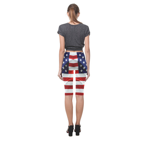 America Flag Banner Patriot Stars Stripes Freedom Hestia Cropped Leggings (Model L03)