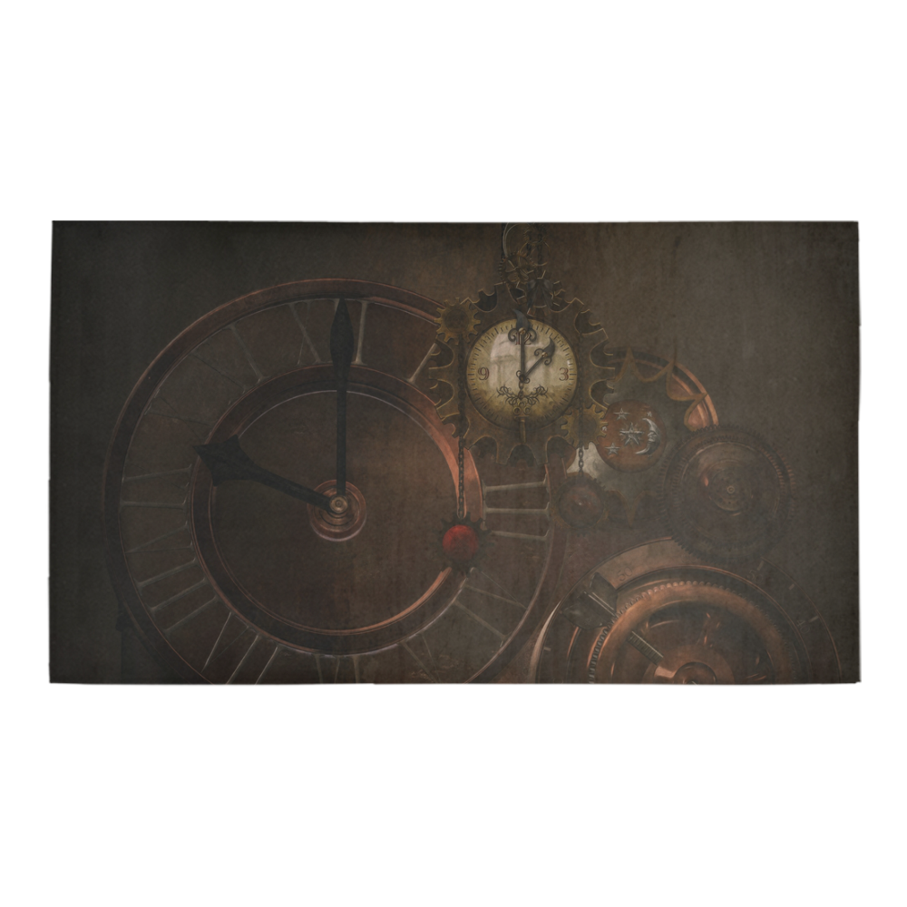 Vintage gothic brown steampunk clocks and gears Bath Rug 16''x 28''