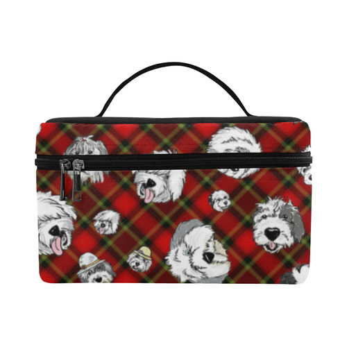 Plaid Sheepies-RED Cosmetic Bag/Large (Model 1658)