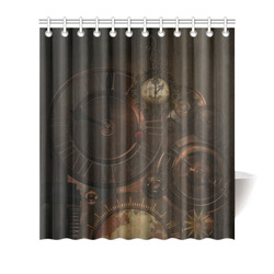 Vintage gothic brown steampunk clocks and gears Shower Curtain 66"x72"