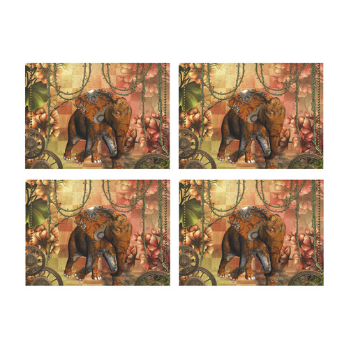 Steampunk, awesome steampunk elephant Placemat 14’’ x 19’’ (Set of 4)