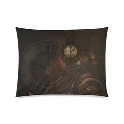Vintage gothic brown steampunk clocks and gears Custom Zippered Pillow Case 20"x26"(Twin Sides)