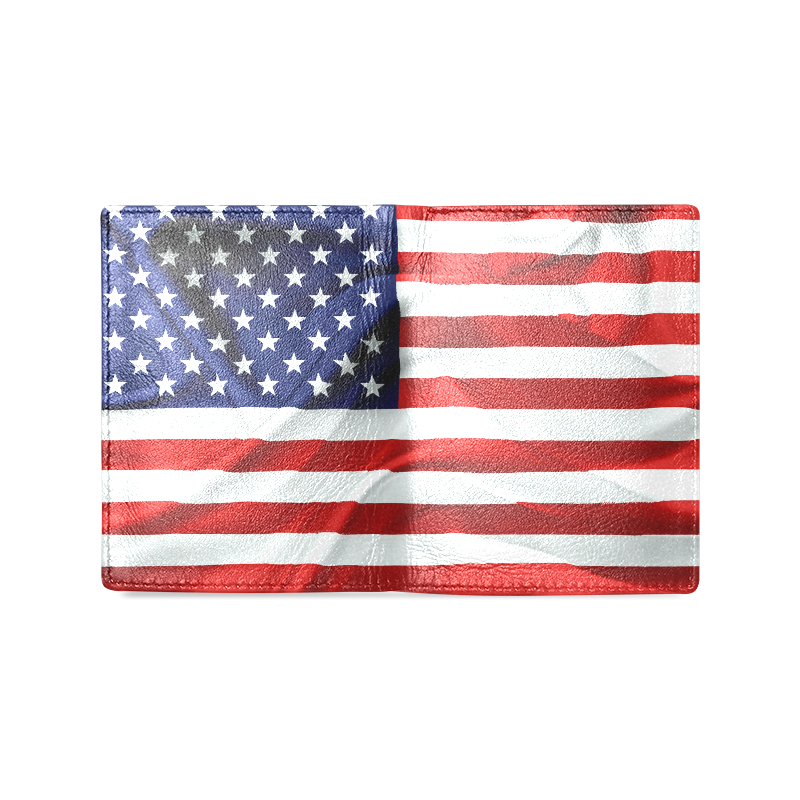America Flag Banner Patriot Stars Stripes Freedom Men's Leather Wallet (Model 1612)