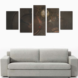 Vintage gothic brown steampunk clocks and gears Canvas Print Sets D (No Frame)