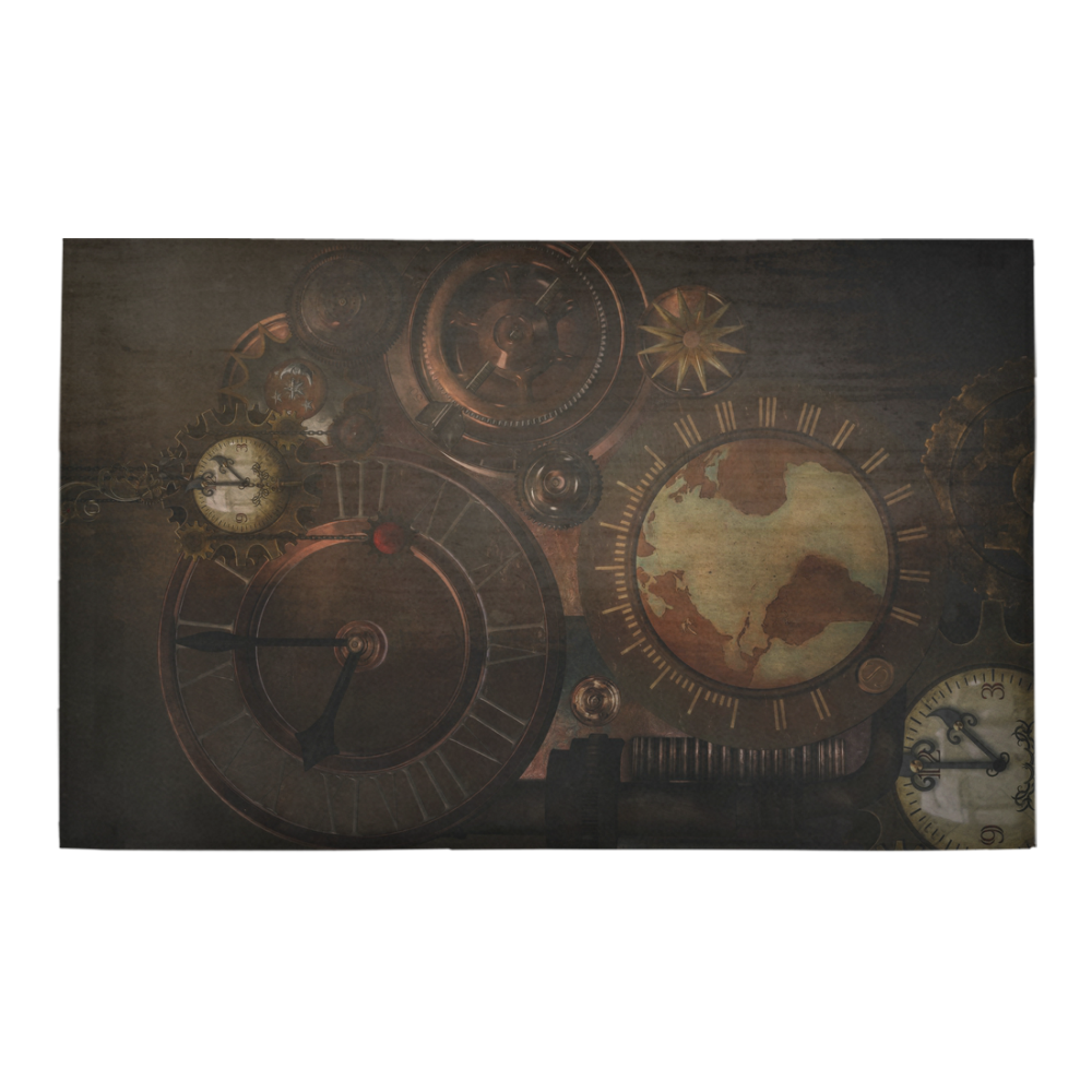 Vintage gothic brown steampunk clocks and gears Bath Rug 20''x 32''