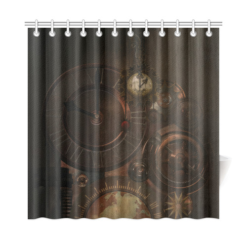 Vintage gothic brown steampunk clocks and gears Shower Curtain 72"x72"