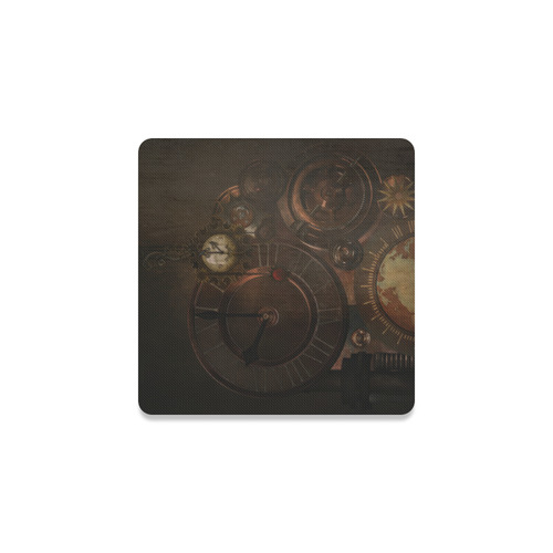 Vintage gothic brown steampunk clocks and gears Square Coaster