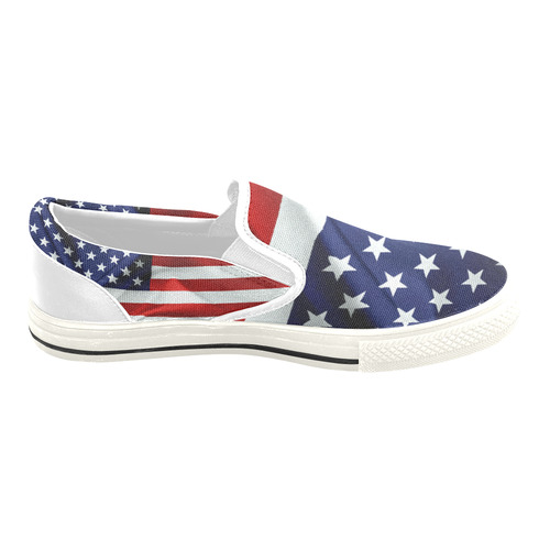 America Flag Banner Patriot Stars Stripes Freedom Women's Slip-on Canvas Shoes/Large Size (Model 019)