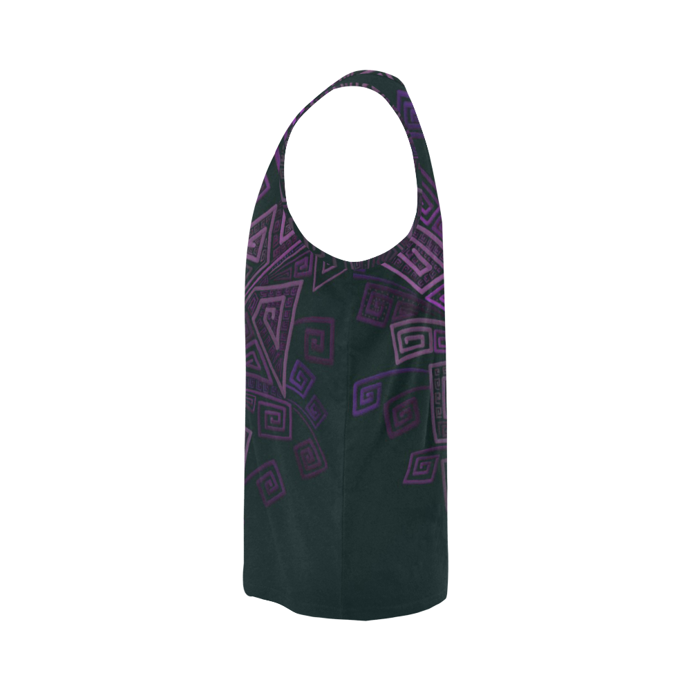 Psychedelic 3D Square Spirals - purple All Over Print Tank Top for Men (Model T43)