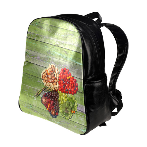 Lucky Charme Love Vegan Green Wood Multi-Pockets Backpack (Model 1636)